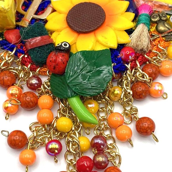 Handmade in Mexico Statement Collage Necklace and Earrings Set - Picture 3 of 9